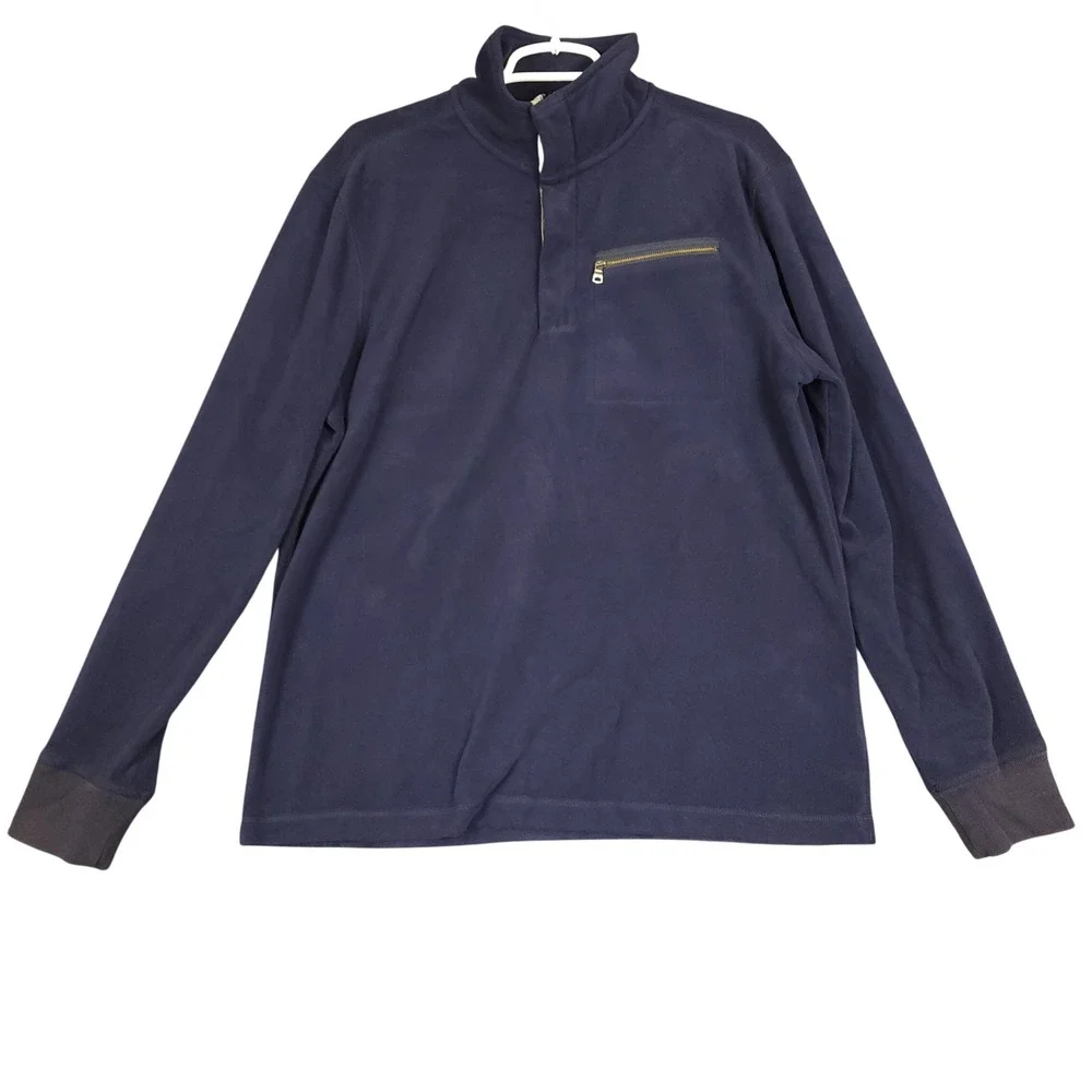 Banana Republic Men's Navy Fleece 1/4 Zip Pullover‎ Long Sleeve Shirt Size L